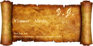 Vimmer Jónás névjegykártya